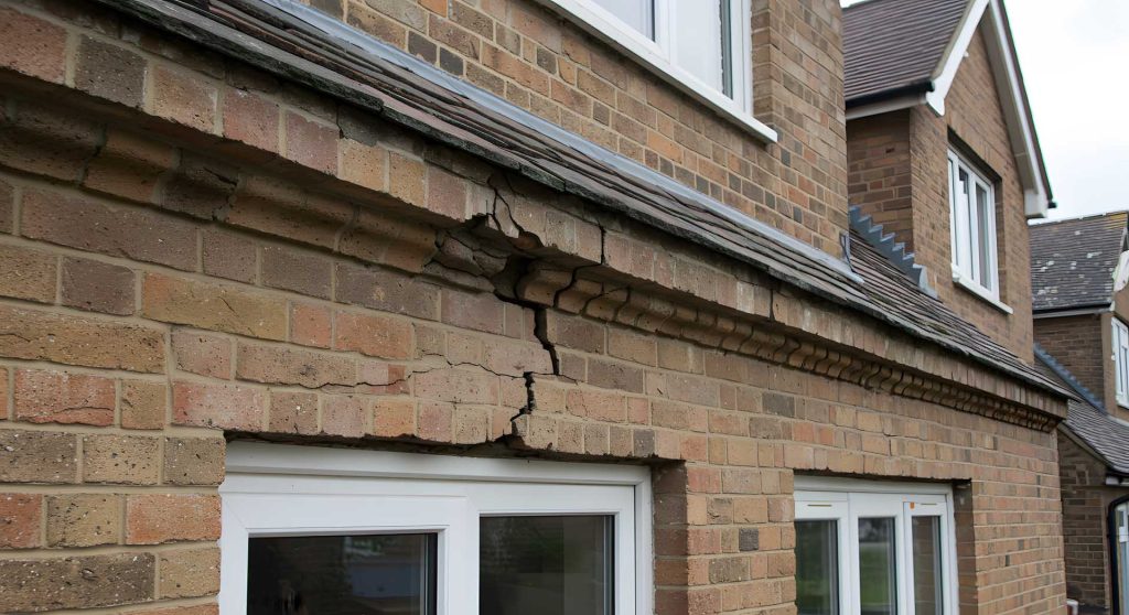 Brick wall damage inspection