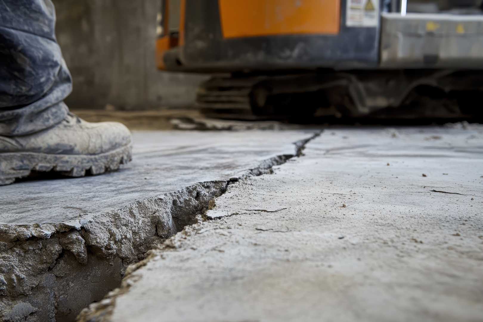 Concrete fracture at the base of the maintenance unit
